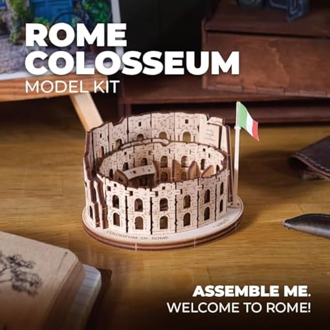 ROME COLOSSEUM 3D PUZZLE FOR ADULTS - MODEL KITS WOODEN PUZZLE HOBBIES FOR MEN - 3D PUZZLE FOR ADULTS - WOODEN MODEL KIT FOR BUILDING - Image 3